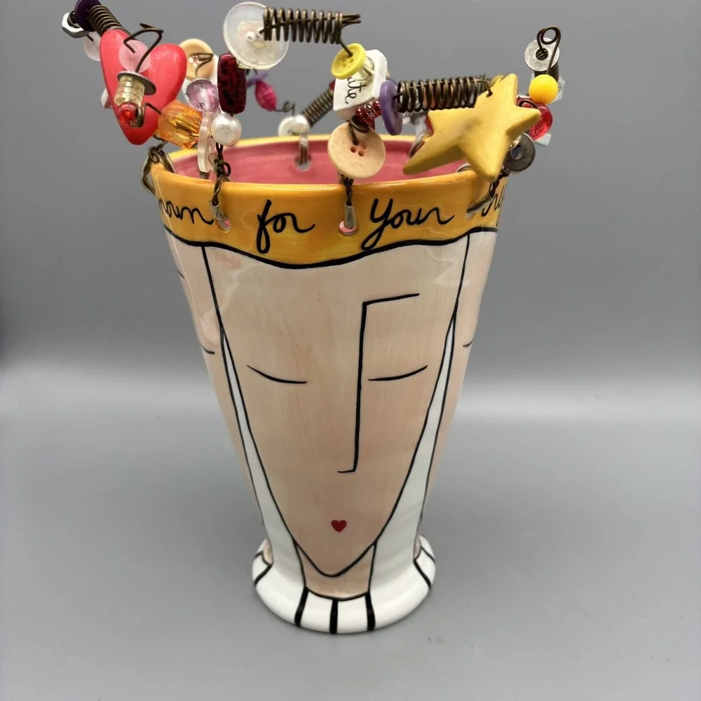 Sandra Magsamen For Silvestri Head Vase Bright Ideas Charms‎ Buttons Beads Multi